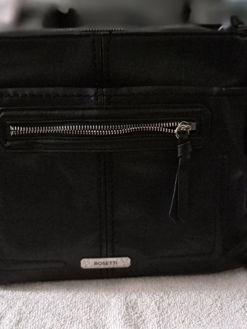 Rosetti Black Faux Leather Crossbody Bag